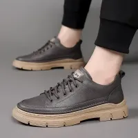 VERSATILE MEN'S CASUAL LEATHER SHOES GRAY